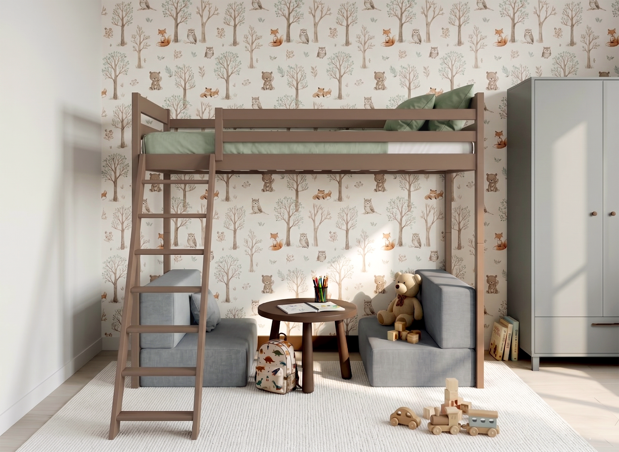 Lit mezzanine SOFENA avec canapé modulable – Lano Meble